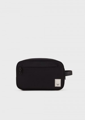 Black Emporio Armani Travel Essentials Waterproof Nylon Washbag | EA-SN59279