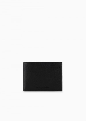 Black Emporio Armani Tumbled-leather Wallet With Coin Purse | EA-SN59286