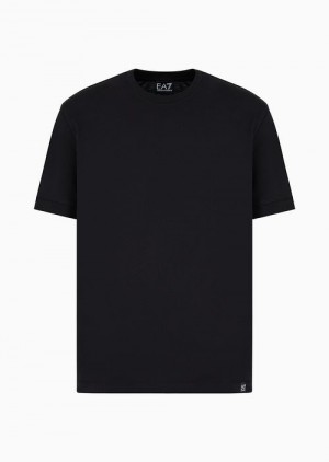 Black Emporio Armani Unisex Core Identity T-shirt In Asv Organic Cotton | EA7-SN59677