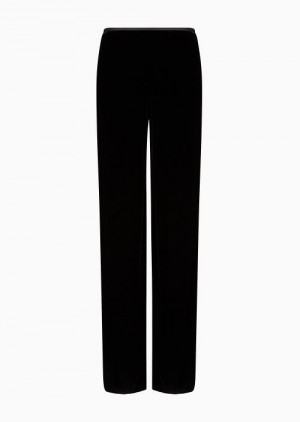 Black Emporio Armani Velvet Palazzo Trousers | EA-SN56870