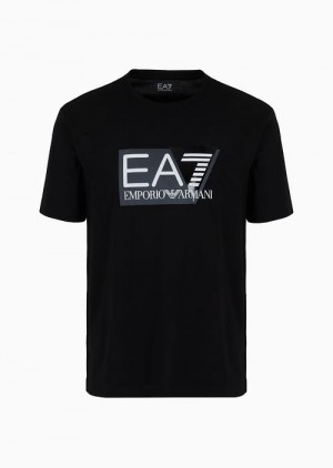 Black Emporio Armani Visibility Stretch-cotton Jersey, Short-sleeved T-shirt | EA7-SN59952