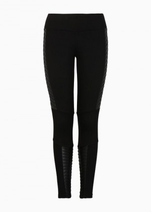 Black Emporio Armani Winter Mix Viscose-blend Leggings | EA7-SN59537