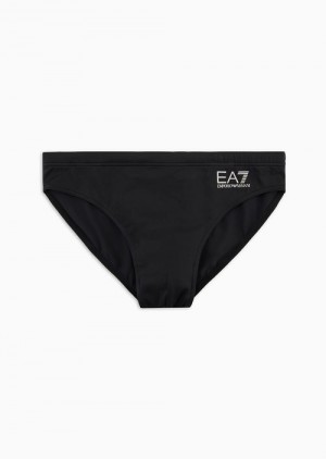 Black Logo Emporio Armani Beachwear Briefs | EA7-SN59876