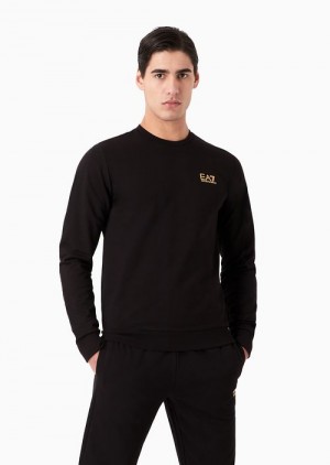 Black Logo Emporio Armani Core Identity Crew-neck Sweatshirt | EA7-SN59990