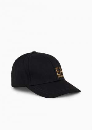 Black Logo Emporio Armani Cotton Baseball Cap | EA7-SN59709