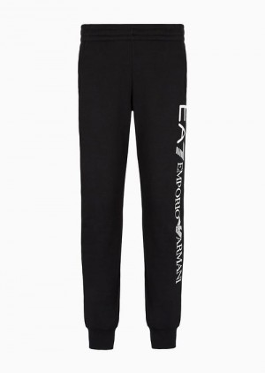 Black Logo Emporio Armani Cotton-blend Logo Series Joggers | EA7-SN59854