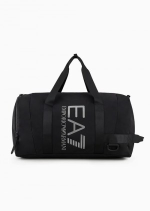 Black Logo Emporio Armani Duffel Bag With Oversized Logo | EA7-SN59686