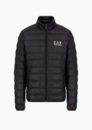 Black Logo Emporio Armani Packable Core Identity Puffer Jacket | EA7-SN59818