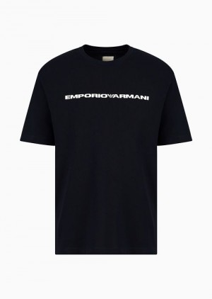 Blue Emporio Armani Asv Capsule American Organic Jersey T-shirt | EA-SN58726