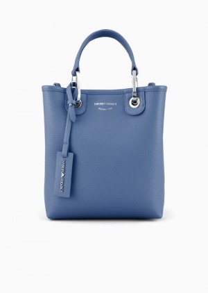 Blue Emporio Armani Deer-print Myea Vertical Shopper Bag | EA-SN57272