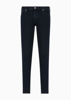 Blue Emporio Armani J06 Slim-fit, Washed, 10.5 Oz Comfort-denim Jeans | EA-SN58010