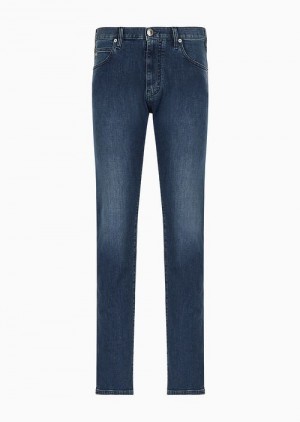 Blue Emporio Armani J45 Regular-fit Jeans In Comfort-twill Denim | EA-SN57985