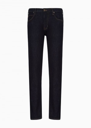 Blue Emporio Armani J45 Regular-fit, Washed Twill 11.5 Oz Comfort-denim Jeans | EA-SN57980