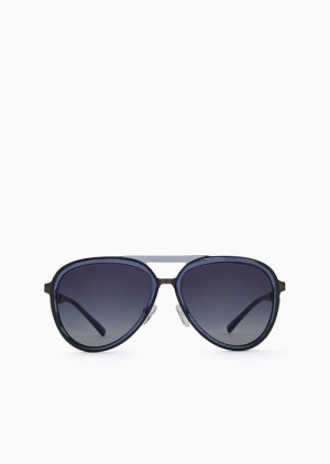 Blue Emporio Armani Men’s Aviator Sunglasses | EA-SN59413