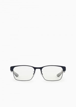 Blue Emporio Armani Men’s Rectangular Glasses | EA-SN59391