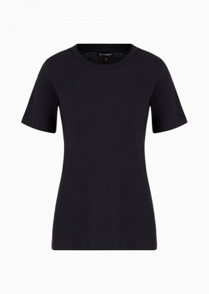 Blue Emporio Armani Pima-jersey Crew-neck T-shirt | EA-SN57054