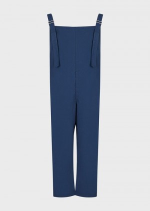 Blue Emporio Armani Sustainable Collection Recycled Canvas Dungarees | EA-SN58353