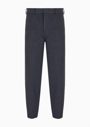 Blue Emporio Armani Tapered Trousers In Technical Jersey | EA-SN58420