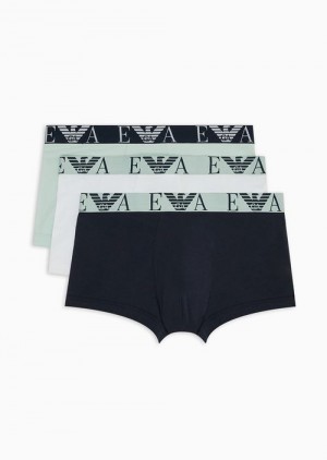 Blue Emporio Armani Three-pack Of Boxer Briefs With Bold Monogram Logo | EA-SN58801