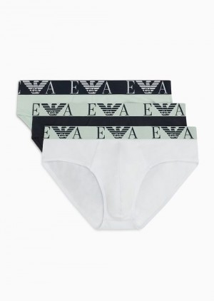 Blue Emporio Armani Three-pack Of Briefs With Bold Monogram Logo | EA-SN58834