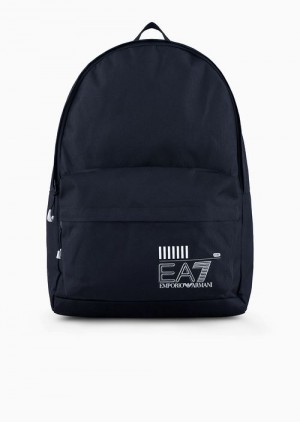 Blue Logo Emporio Armani Recycled Fabric Train Core Backpack | EA7-SN59699