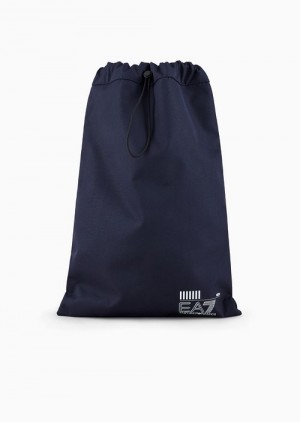 Blue Logo Emporio Armani Recycled Fabric Train Core Bag | EA7-SN59700