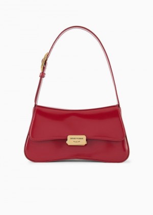 Bordeaux Emporio Armani Brushed-finish Baguette Shoulder Bag | EA-SN57386