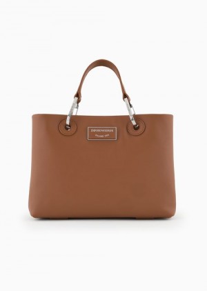 Brown Emporio Armani Asv Small Myea Shopper Bag In Ecological Leather | EA-SN57336