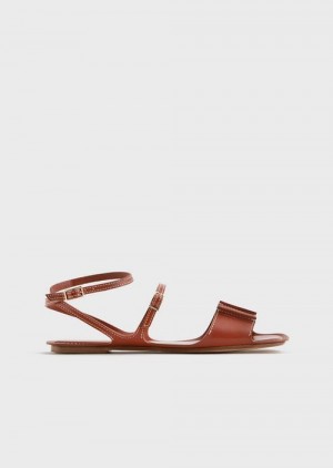 Brown Emporio Armani Leather Double-strap Sandals | EA-SN57167