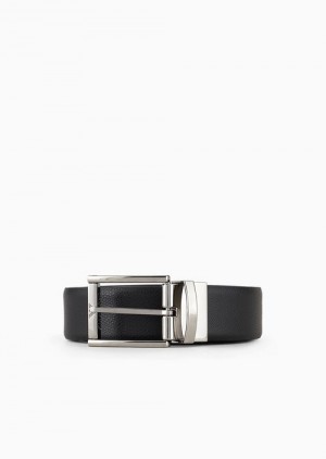 Brown Emporio Armani Reversible Leather Belt With One Side In Palmellato Leather | EA-SN59137