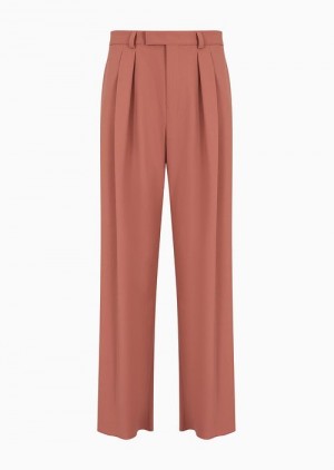 Brown Emporio Armani Virgin-wool Two-way Stretch Canvas Trousers With Darts | EA-SN58315