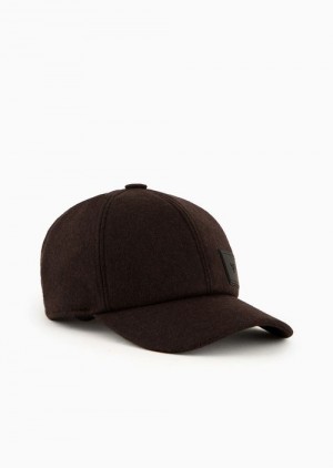 Brown Emporio Armani Wool Cloth And Knit Baseball Cap | EA-SN59156