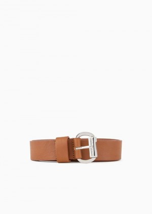 Buff Emporio Armani Chalet Capsule Collection Leather Belt With Buckle | EA-SN57449