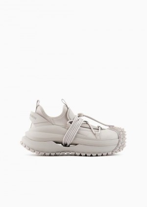 Buff Emporio Armani Nylon Sneakers With Scuba Details And Drawstring | EA-SN58919