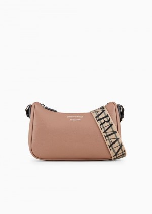 Camel Emporio Armani Baguette Bag With Deer Print | EA-SN57331