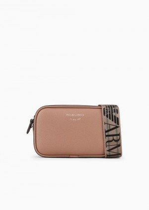 Camel Emporio Armani Deer-print Camera Case With Shoulder Strap | EA-SN57347