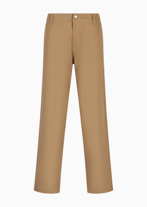 Camel Emporio Armani Sustainable Collection Organic Bull Trousers | EA-SN58357