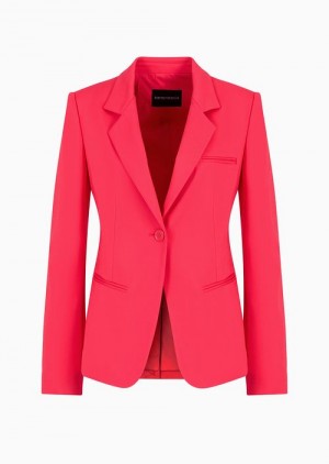 Coral Emporio Armani Single-breasted Jacket In A Stretch Couture Cotton Blend | EA-SN56440