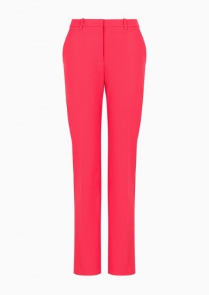 Coral Emporio Armani Straight-leg Pants In A Stretch Couture Cotton Blend | EA-SN56834