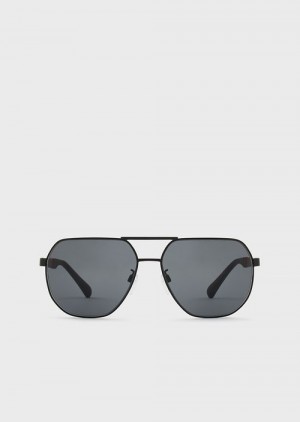 Dark Grey Emporio Armani Pilot Men’s Sunglasses | EA-SN59483