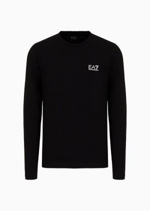 Deep Black Emporio Armani Core Identity Long-sleeved T-shirt | EA7-SN59943