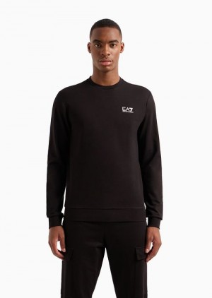 Deep Black Emporio Armani Core Identity Crew-neck Sweatshirt | EA7-SN59989