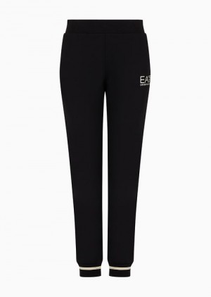 Deep Black Emporio Armani Core Lady Stretch-cotton Joggers | EA7-SN59573