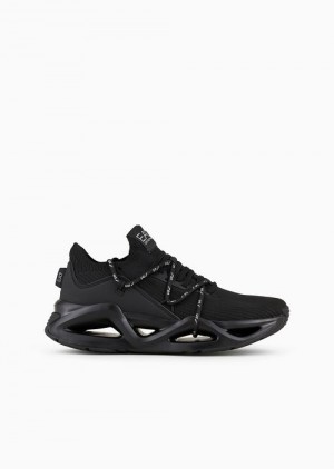 Deep Black Emporio Armani Infinity Knit Sneakers | EA7-SN59787