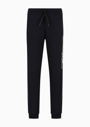 Deep Black Emporio Armani Pantaloni Jogger Logo Series In Cotone | EA7-SN59840