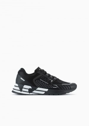 Deep Black Emporio Armani Reflex Crusher Distance Sneakers | EA7-SN59768