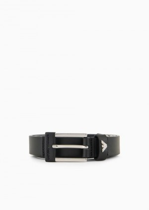 Deep Black Emporio Armani Smooth Leather Belt | EA-SN59112