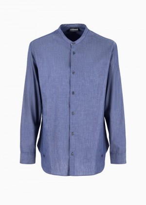 Denim Emporio Armani Chambray Shirt With Guru Collar | EA-SN57872