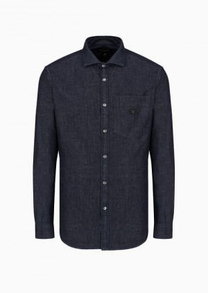 Denim Emporio Armani Denim Shirt With Breast Pocket And Logo Patch | EA-SN57869