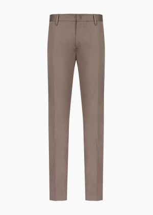 Dove Grey Emporio Armani Stretch-cotton Chinos | EA-SN58389